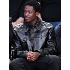 Damson Idris Black Leather Jacket